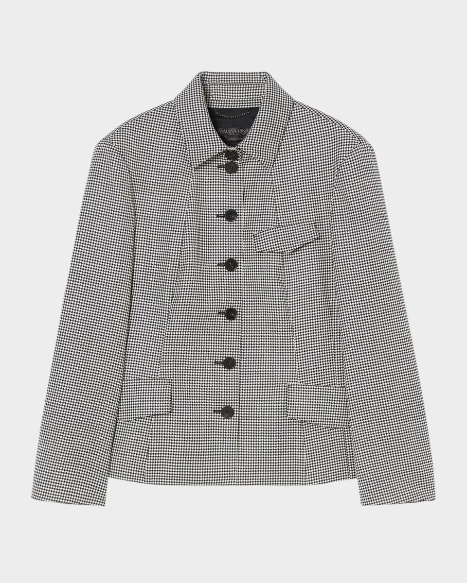 Plus Size Teglia Houndstooth Wool Twill Jacket